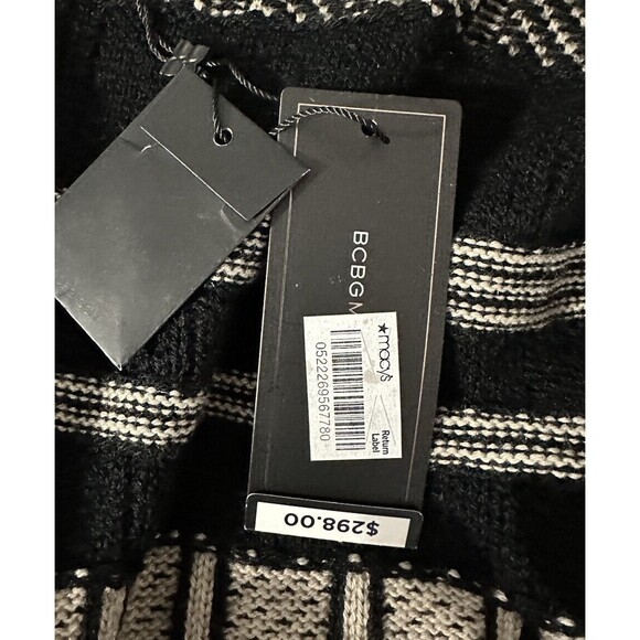 NWT $298 BCBG Chunky Knit Black Beige Cardigan Open Front Wool Blend Sweater S - Picture 6 of 7